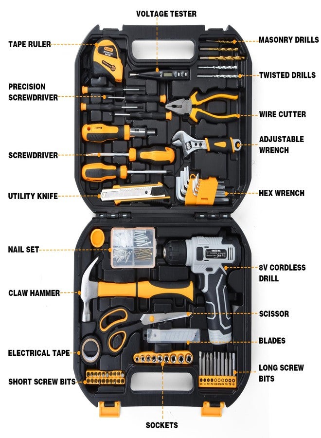SOARFLY Upgradd 180 Piece Tool Set - Tool Box with 8V Cordless Drill, Hand Drill Set for Men & Women, Home Tool Kit with Hand Tools for House Repair, DIYers, Homeowners & Handymen - Image 2